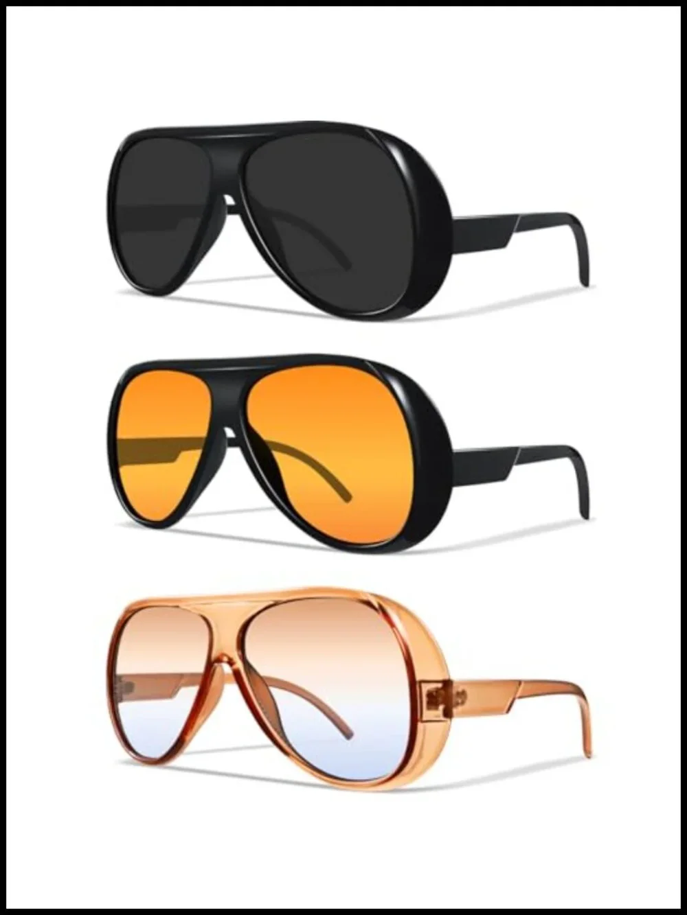Retro Oversized Square Aviator Sunglasses UV400 Protection for Driving
